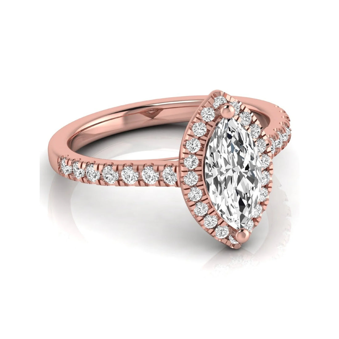 OctaPearl 1 ct Marquise Halo Lab Grown Diamond Engagement Ring