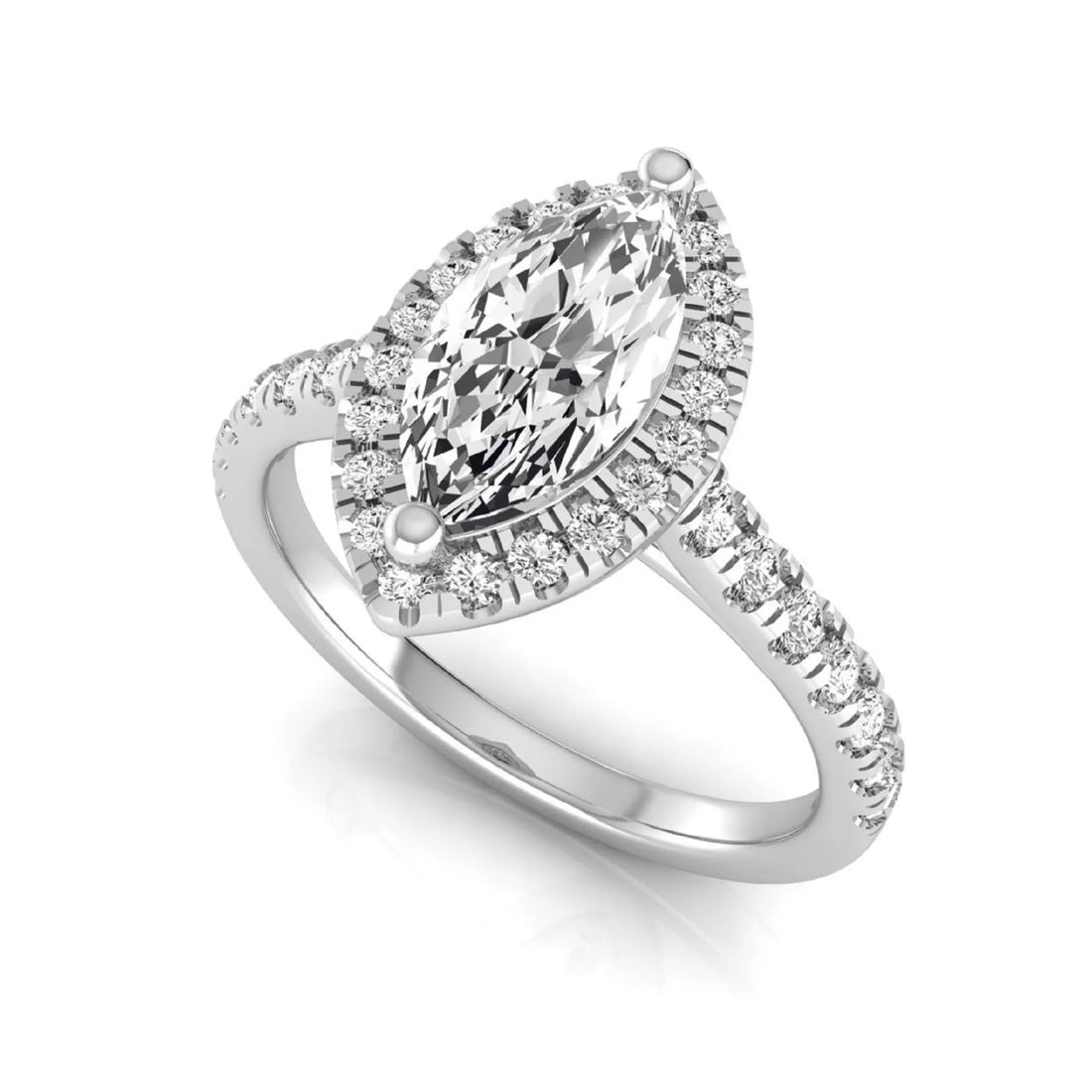 OctaPearl 1 ct Marquise Halo Lab Grown Diamond Engagement Ring