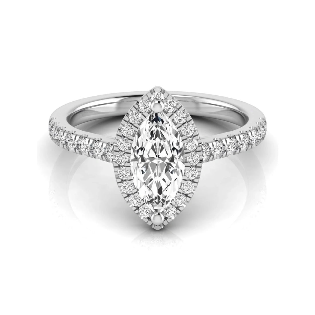 OctaPearl 1 ct Marquise Halo Lab Grown Diamond Engagement Ring