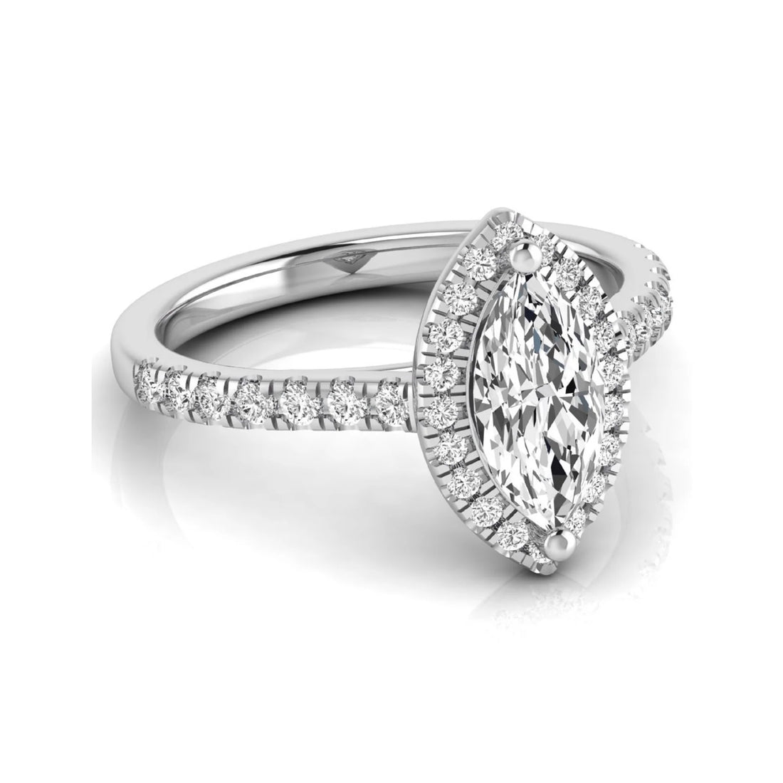 OctaPearl 1 ct Marquise Halo Lab Grown Diamond Engagement Ring