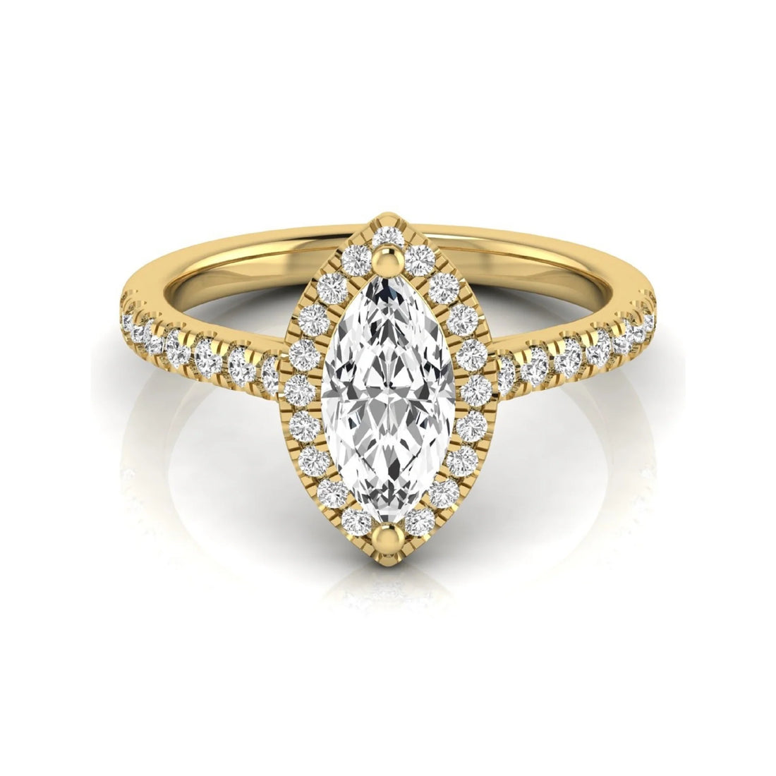 OctaPearl 1 ct Marquise Halo Lab Grown Diamond Engagement Ring