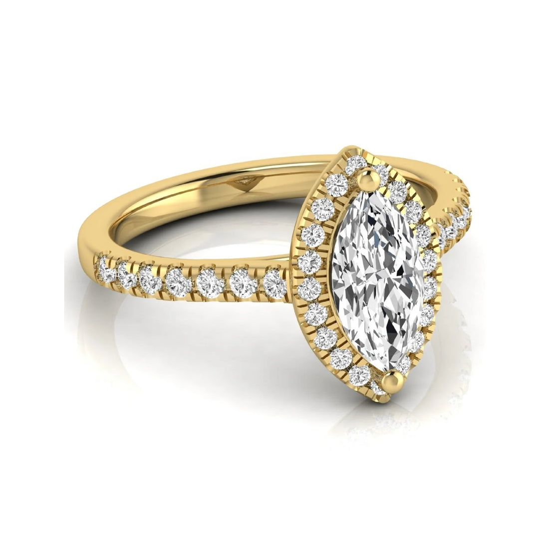 OctaPearl 1 ct Marquise Halo Lab Grown Diamond Engagement Ring