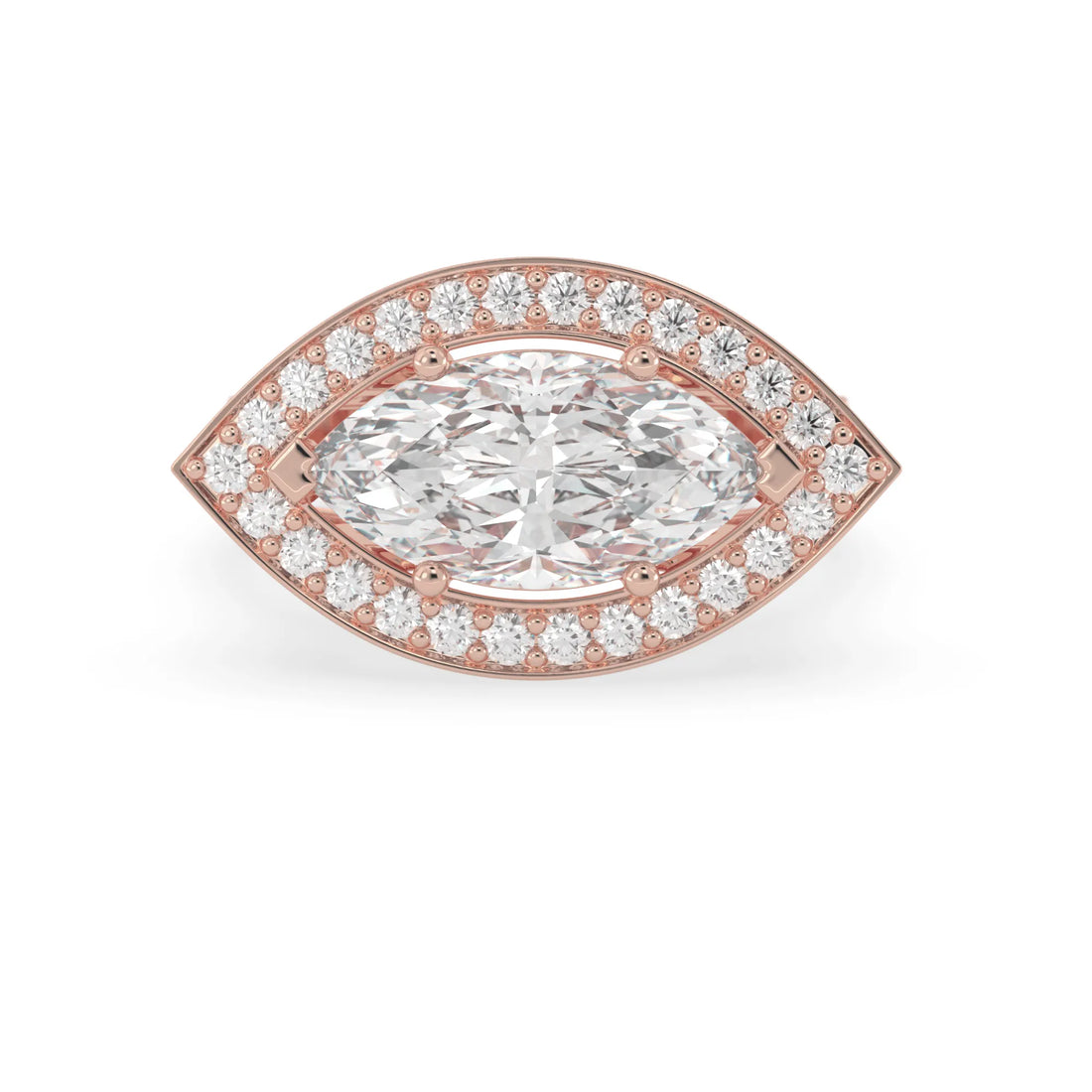 OctaPearl Marquise Halo Lab Grown Diamond Split Shank Pave Engagement Ring