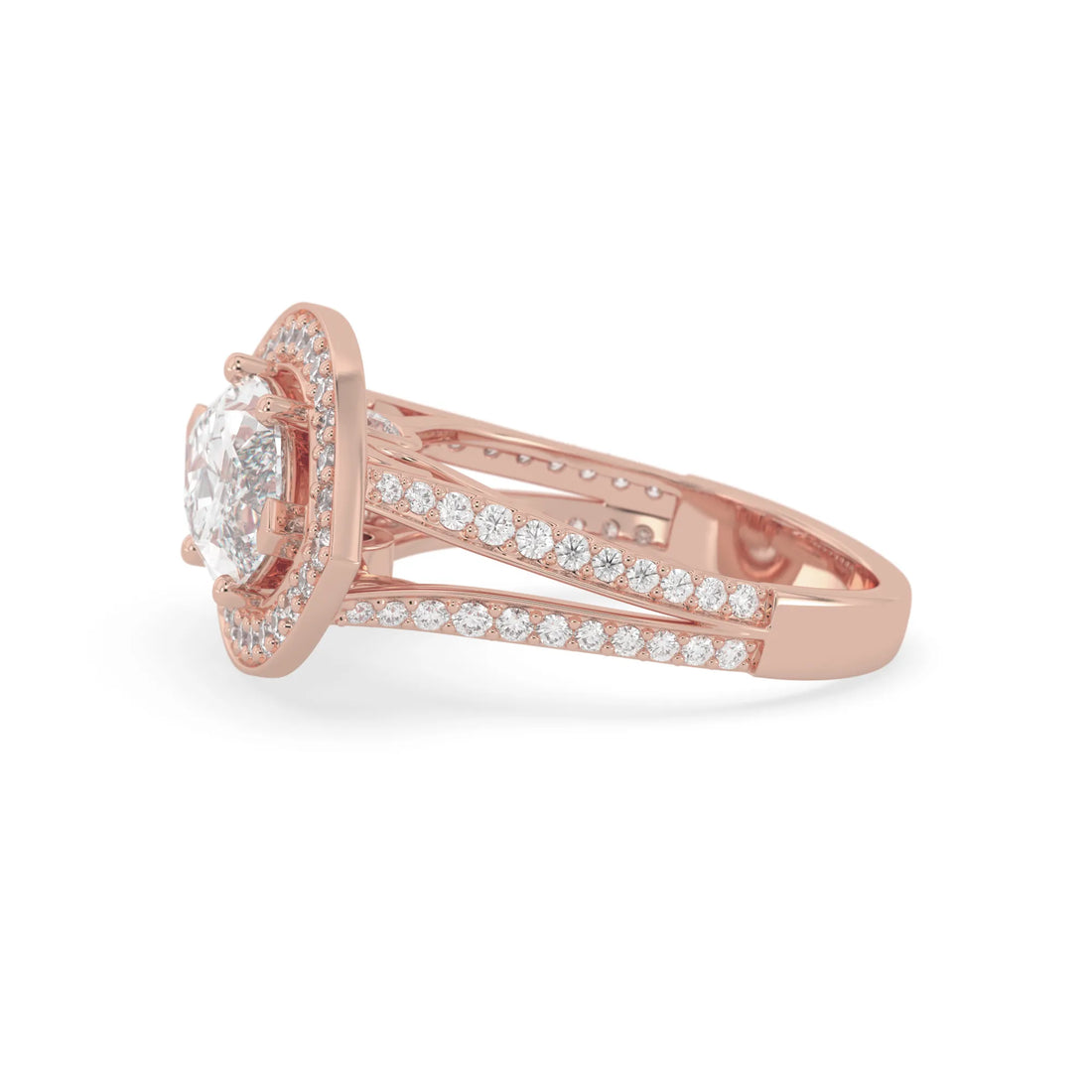 OctaPearl Marquise Halo Lab Grown Diamond Split Shank Pave Engagement Ring