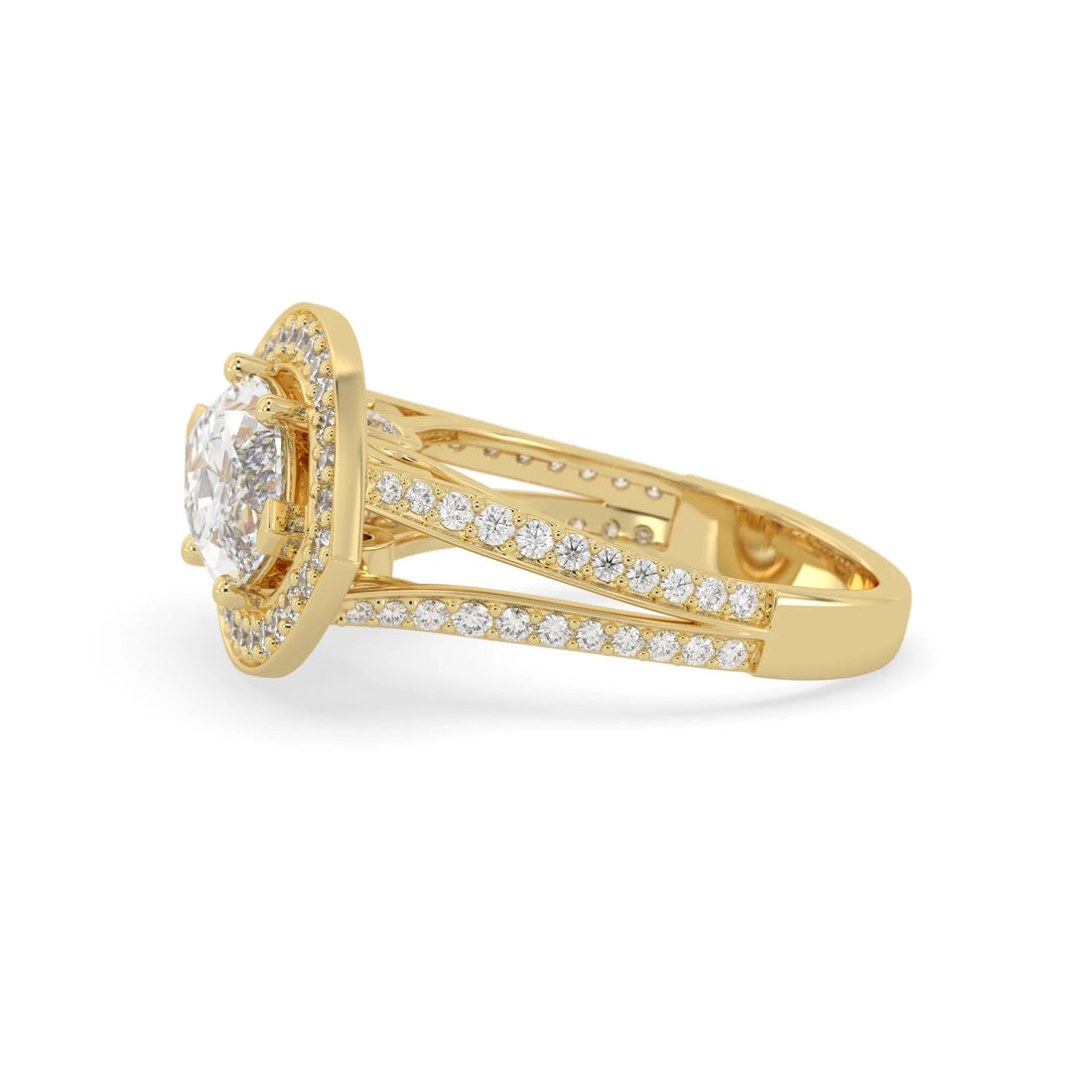 OctaPearl Marquise Halo Lab Grown Diamond Split Shank Pave Engagement Ring