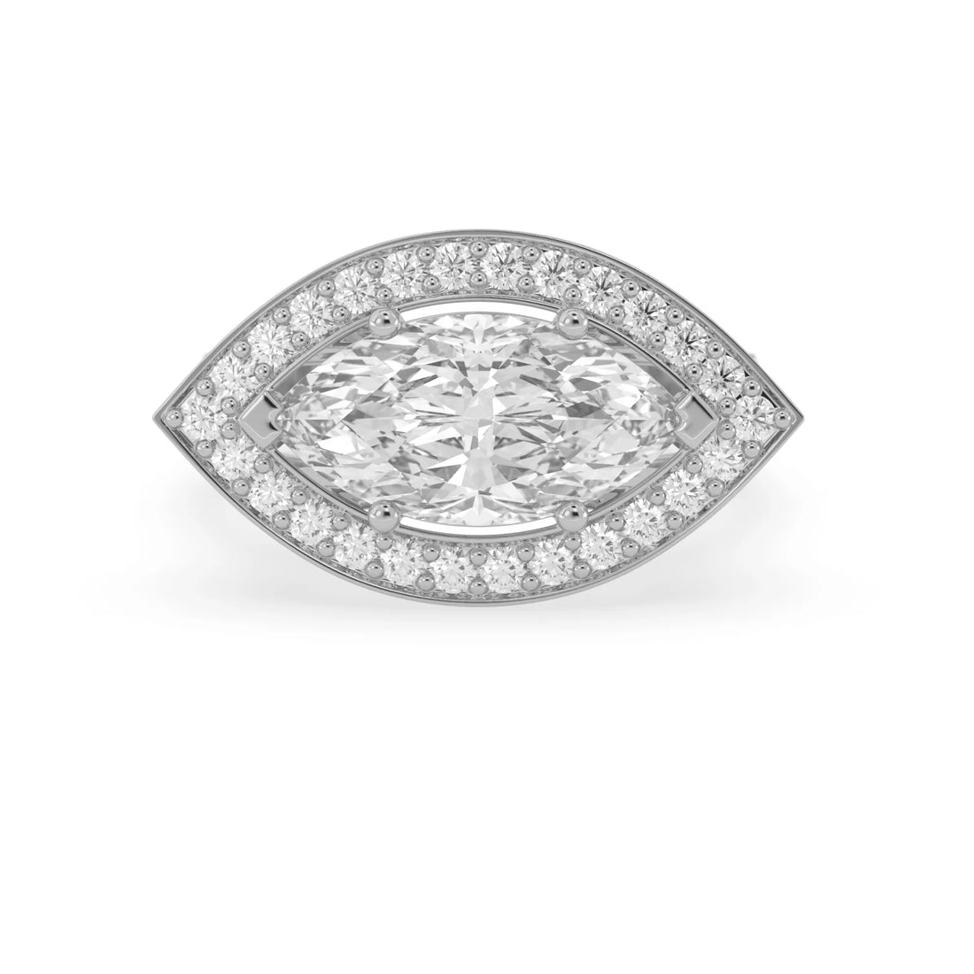 OctaPearl Marquise Halo Lab Grown Diamond Split Shank Pave Engagement Ring