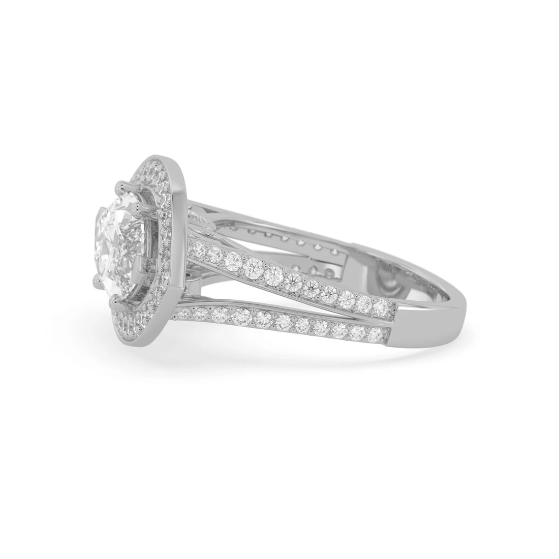 OctaPearl Marquise Halo Lab Grown Diamond Split Shank Pave Engagement Ring