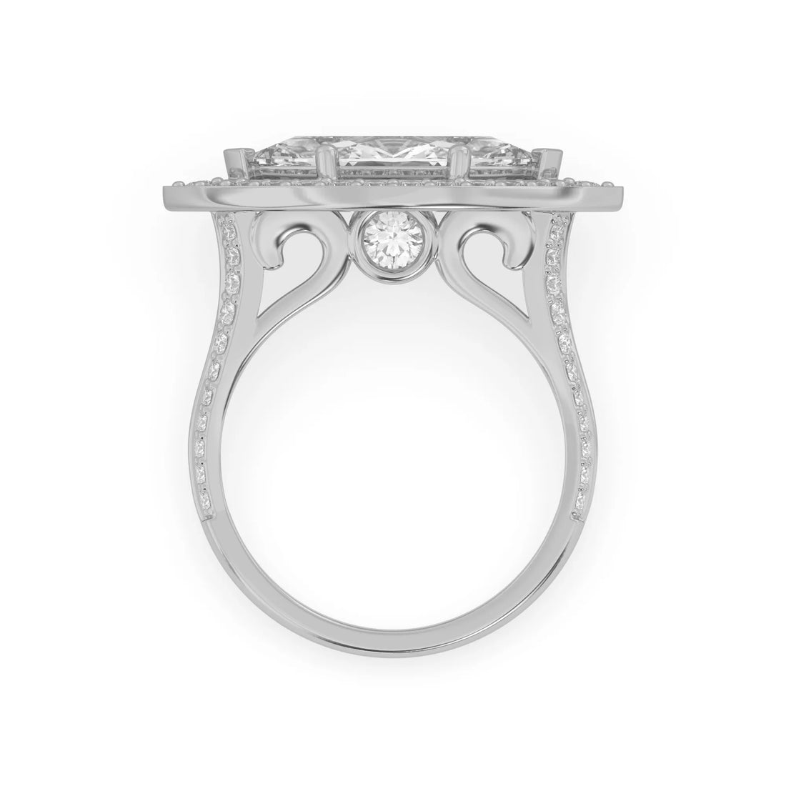 OctaPearl Marquise Halo Lab Grown Diamond Split Shank Pave Engagement Ring