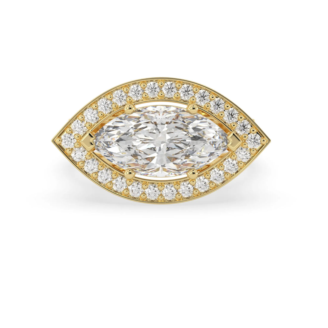OctaPearl Marquise Halo Lab Grown Diamond Split Shank Pave Engagement Ring