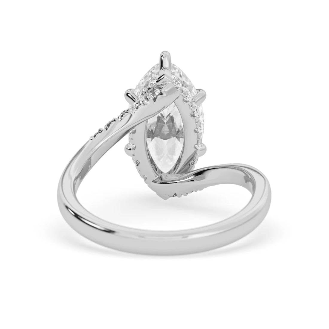 OctaPearl 1.5 ct Marquise Hidden Halo Lab Grown Diamond Bypass Pave Engagement Ring