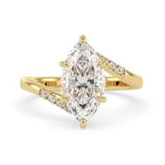 OctaPearl 1.5 ct Marquise Hidden Halo Lab Grown Diamond Bypass Pave Engagement Ring
