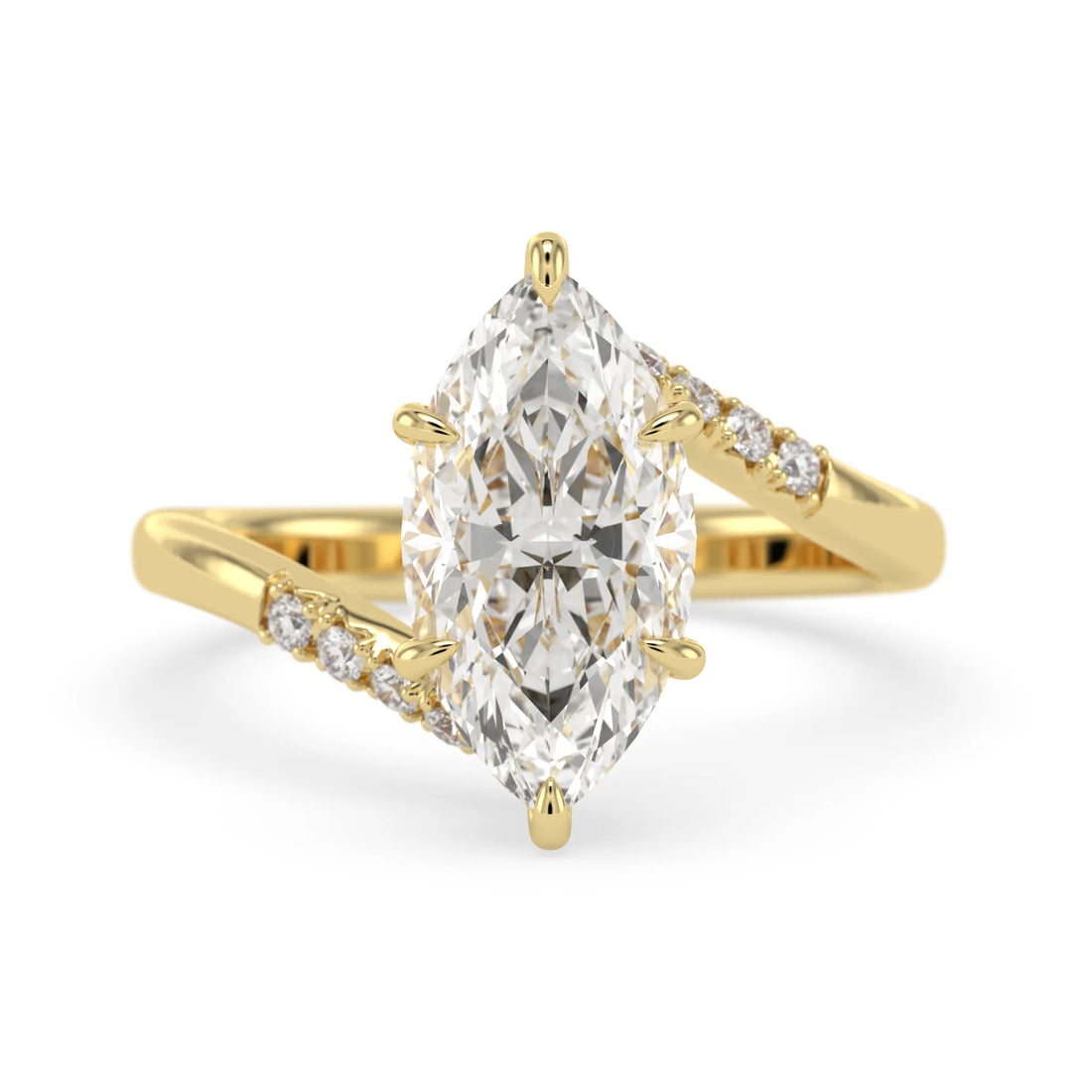 OctaPearl 1.5 ct Marquise Hidden Halo Lab Grown Diamond Bypass Pave Engagement Ring