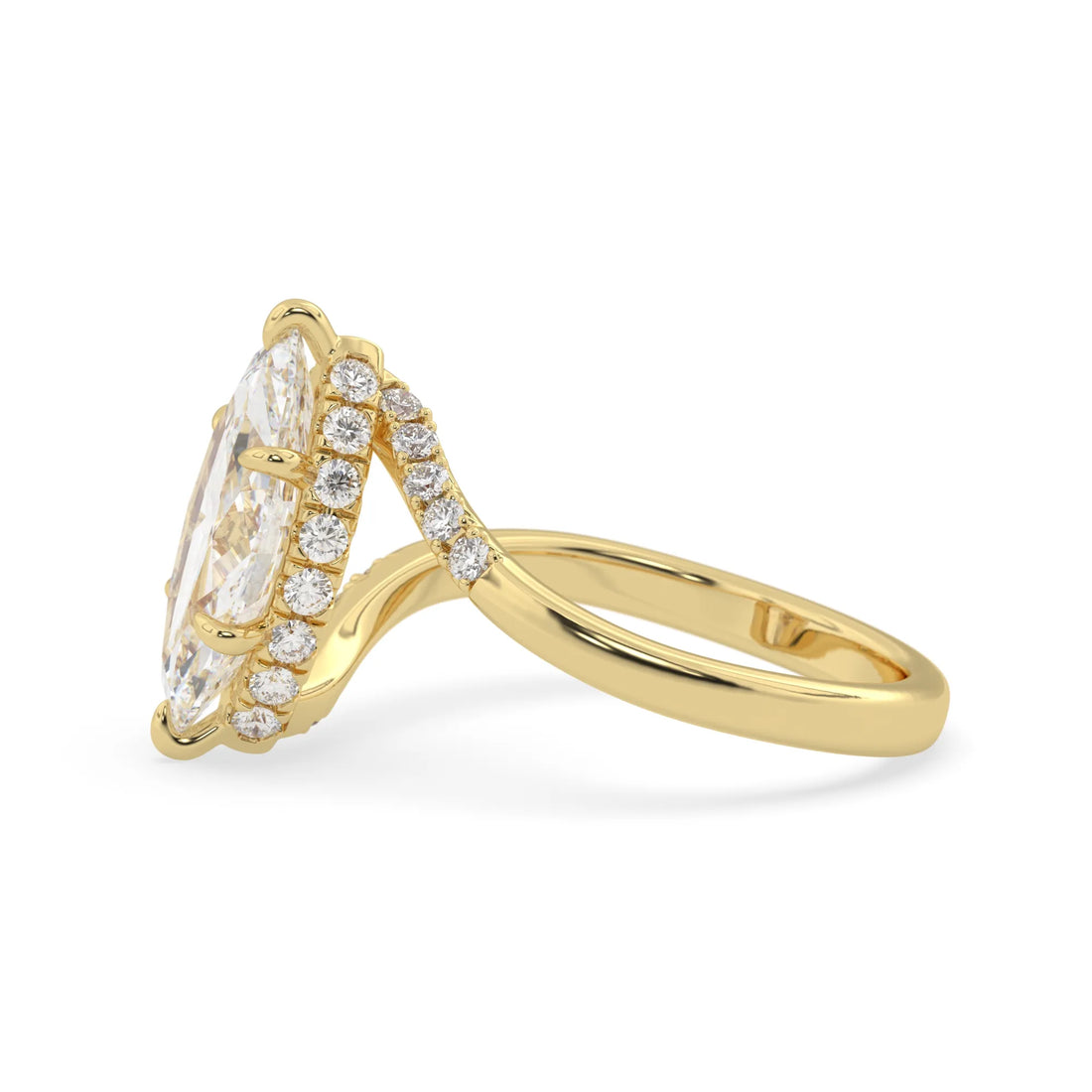 OctaPearl 1.5 ct Marquise Hidden Halo Lab Grown Diamond Bypass Pave Engagement Ring