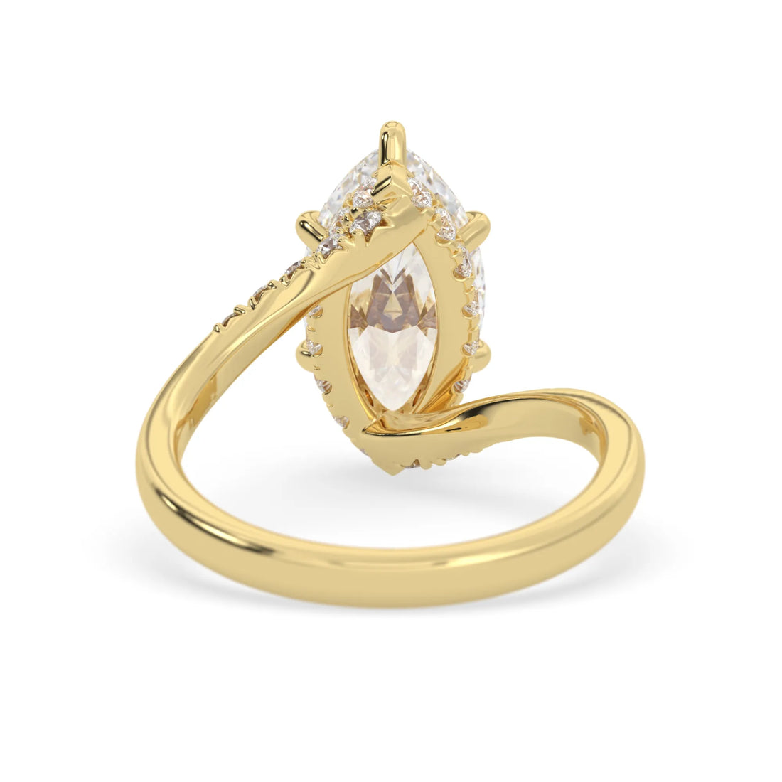 OctaPearl 1.5 ct Marquise Hidden Halo Lab Grown Diamond Bypass Pave Engagement Ring
