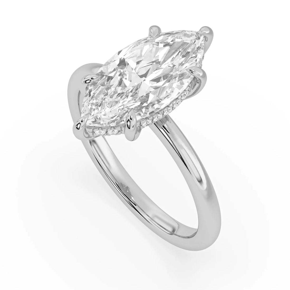OctaPearl 3 ct Marquise Hidden Halo Lab Grown Diamond Engagement Ring