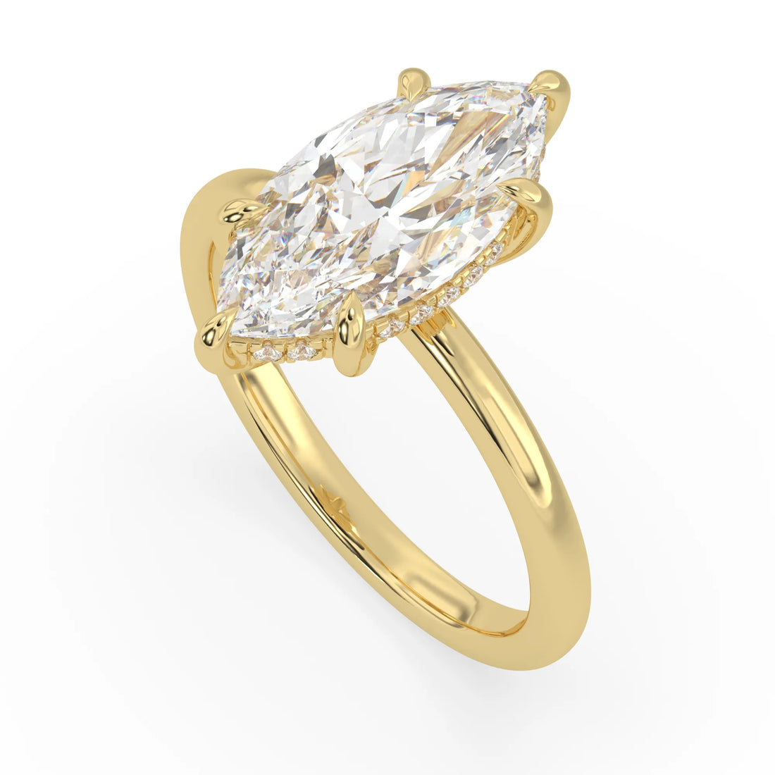 OctaPearl 3 ct Marquise Hidden Halo Lab Grown Diamond Engagement Ring