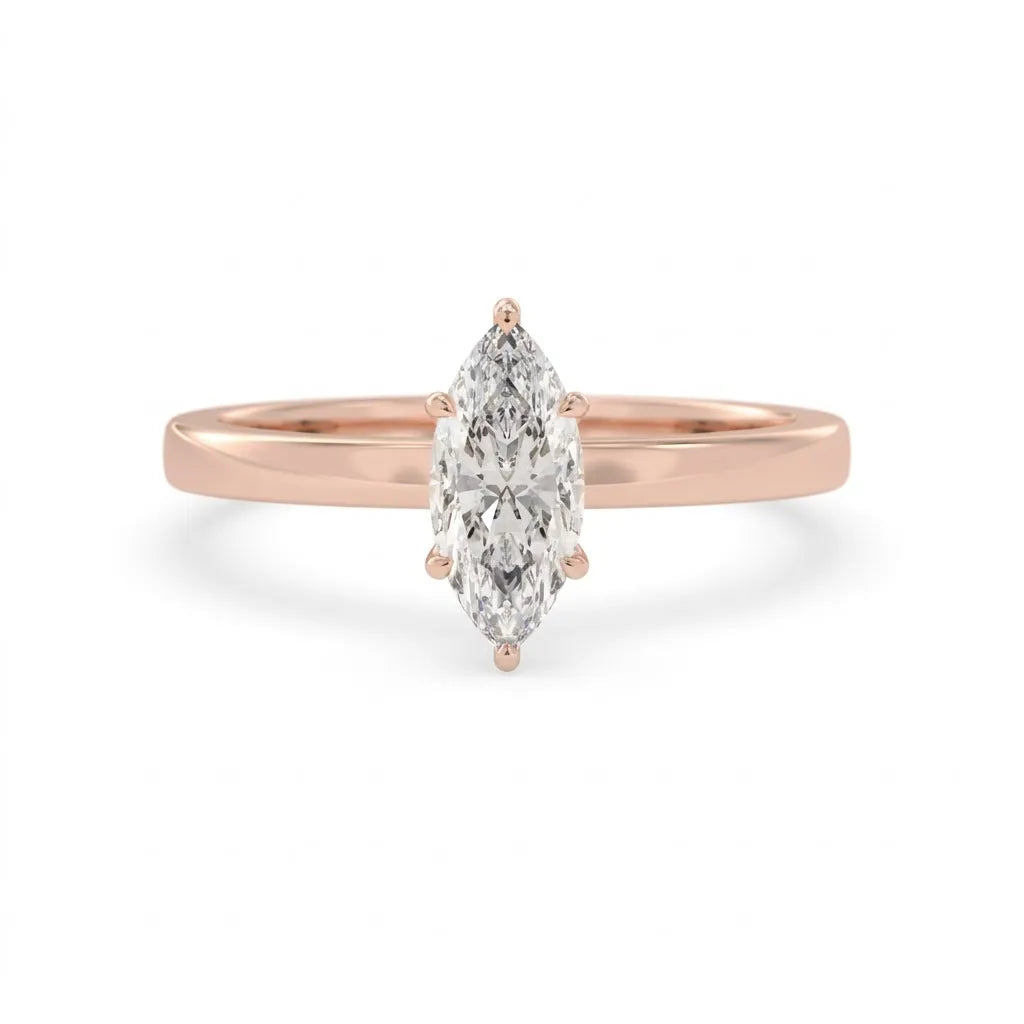 OctaPearl 1 ct Marquise Cut Hidden Halo Lab Grown Diamond Solitaire Engagement Ring