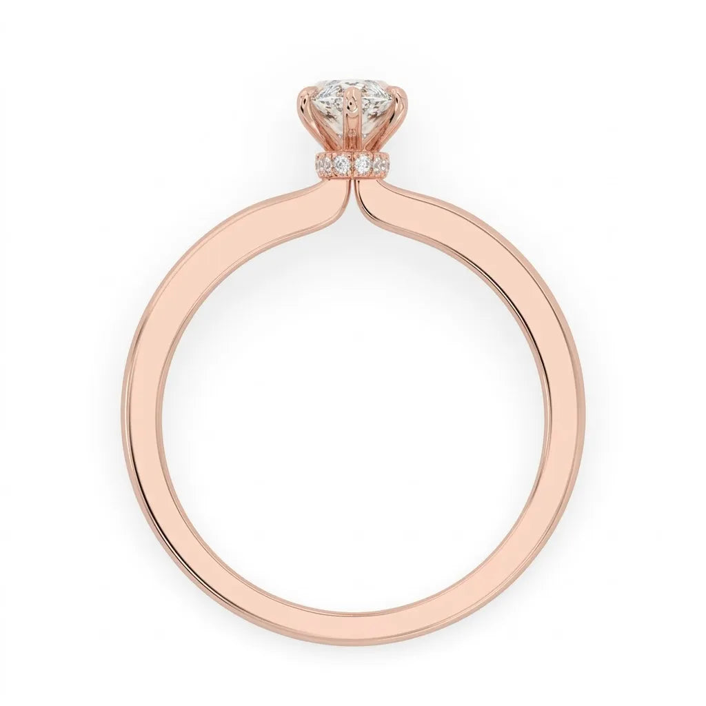 OctaPearl 1 ct Marquise Cut Hidden Halo Lab Grown Diamond Solitaire Engagement Ring