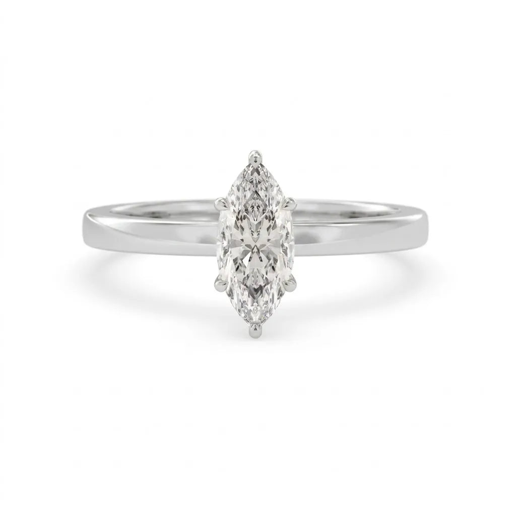 OctaPearl 1 ct Marquise Cut Hidden Halo Lab Grown Diamond Solitaire Engagement Ring
