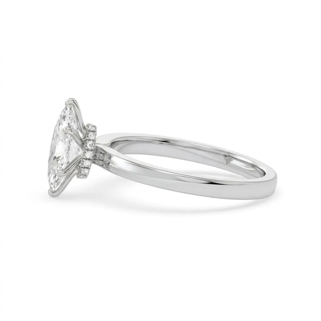 OctaPearl 1 ct Marquise Cut Hidden Halo Lab Grown Diamond Solitaire Engagement Ring
