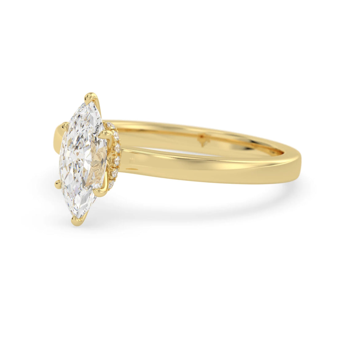 OctaPearl 1 ct Marquise Cut Hidden Halo Lab Grown Diamond Solitaire Engagement Ring