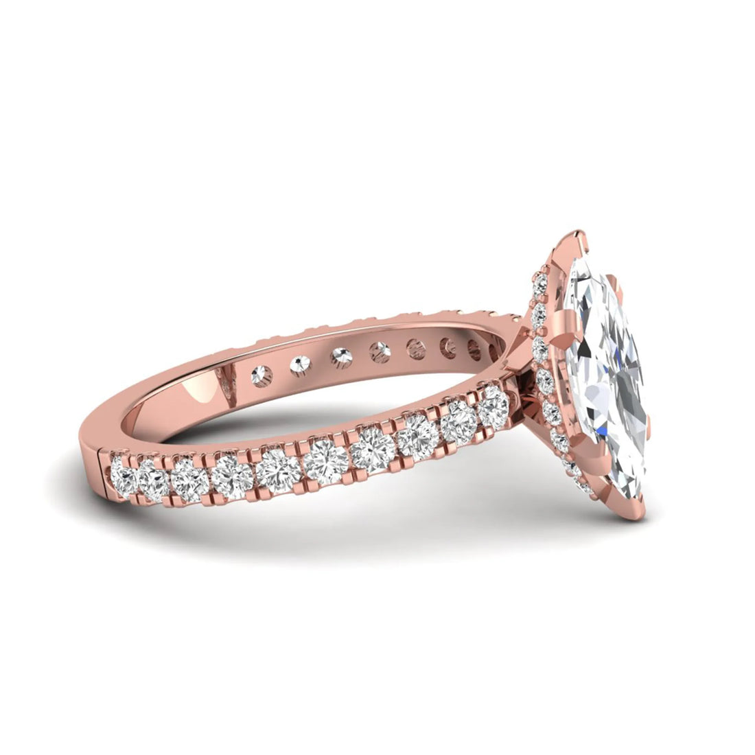 OctaPearl 1.5 ct Marquise Hidden Halo Pavé Lab Grown Diamond Engagement Ring