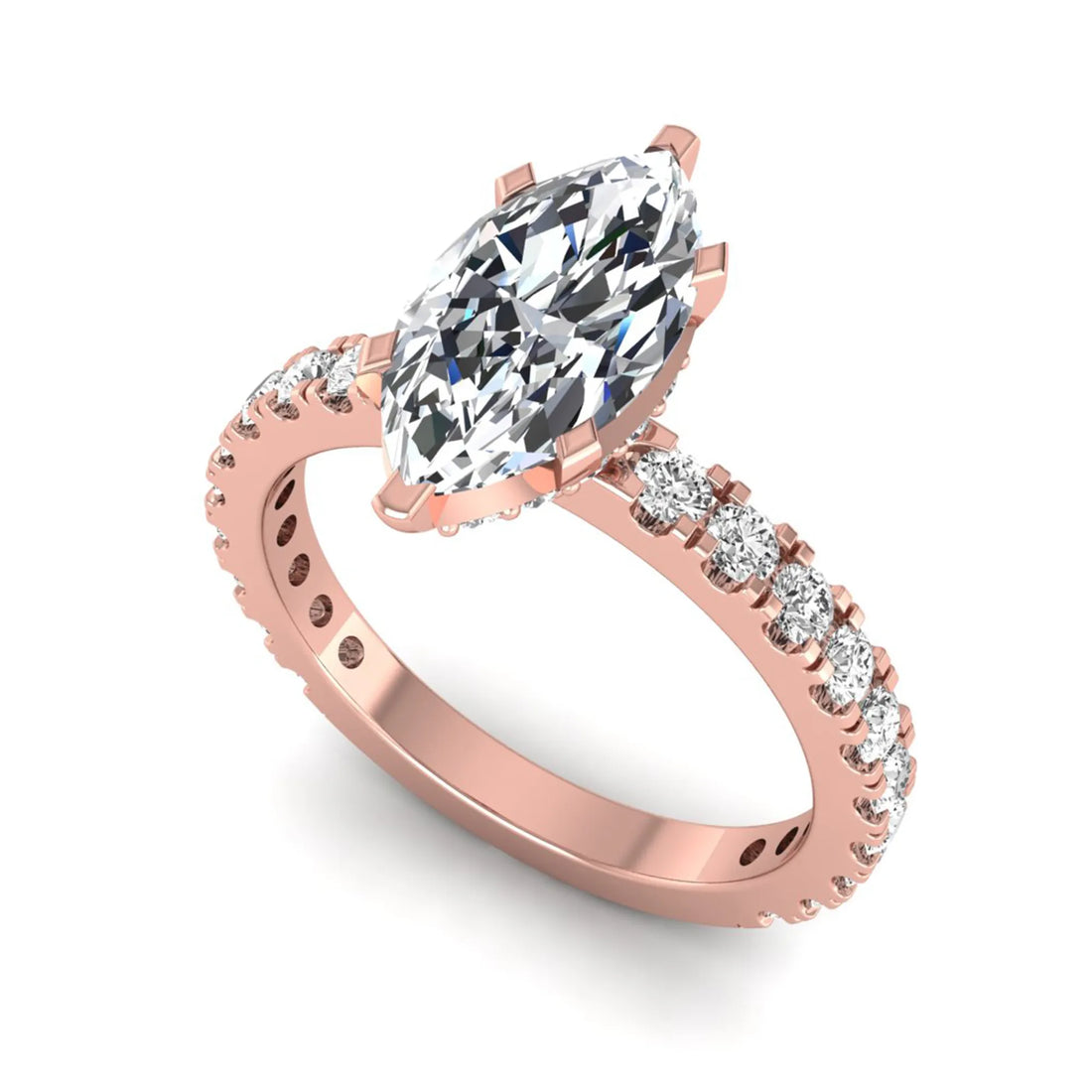 OctaPearl 1.5 ct Marquise Hidden Halo Pavé Lab Grown Diamond Engagement Ring