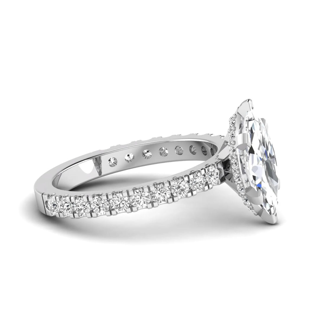OctaPearl 1.5 ct Marquise Hidden Halo Pavé Lab Grown Diamond Engagement Ring
