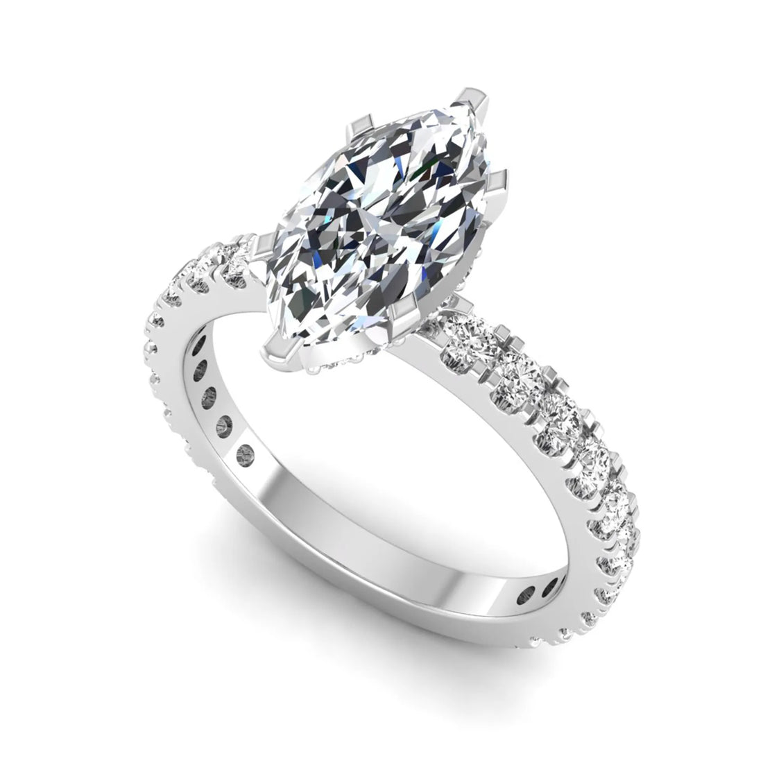 OctaPearl 1.5 ct Marquise Hidden Halo Pavé Lab Grown Diamond Engagement Ring