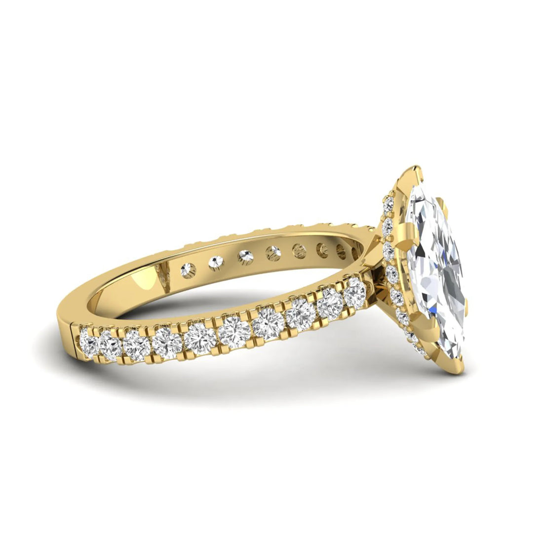 OctaPearl 1.5 ct Marquise Hidden Halo Pavé Lab Grown Diamond Engagement Ring