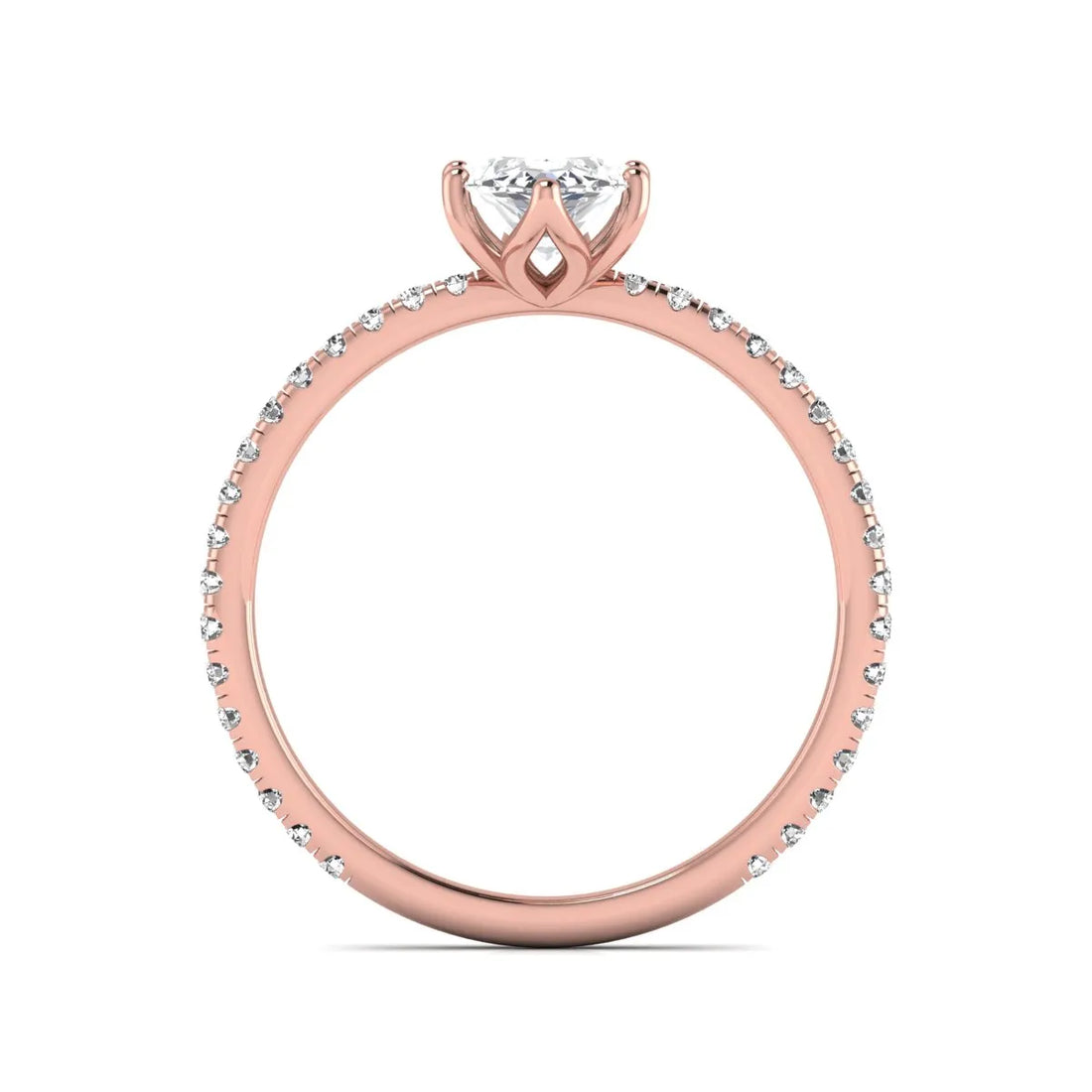 OctaPearl 1.5 ct Marquise Cut Lab Grown Diamond Engagement Ring with Pavé Band