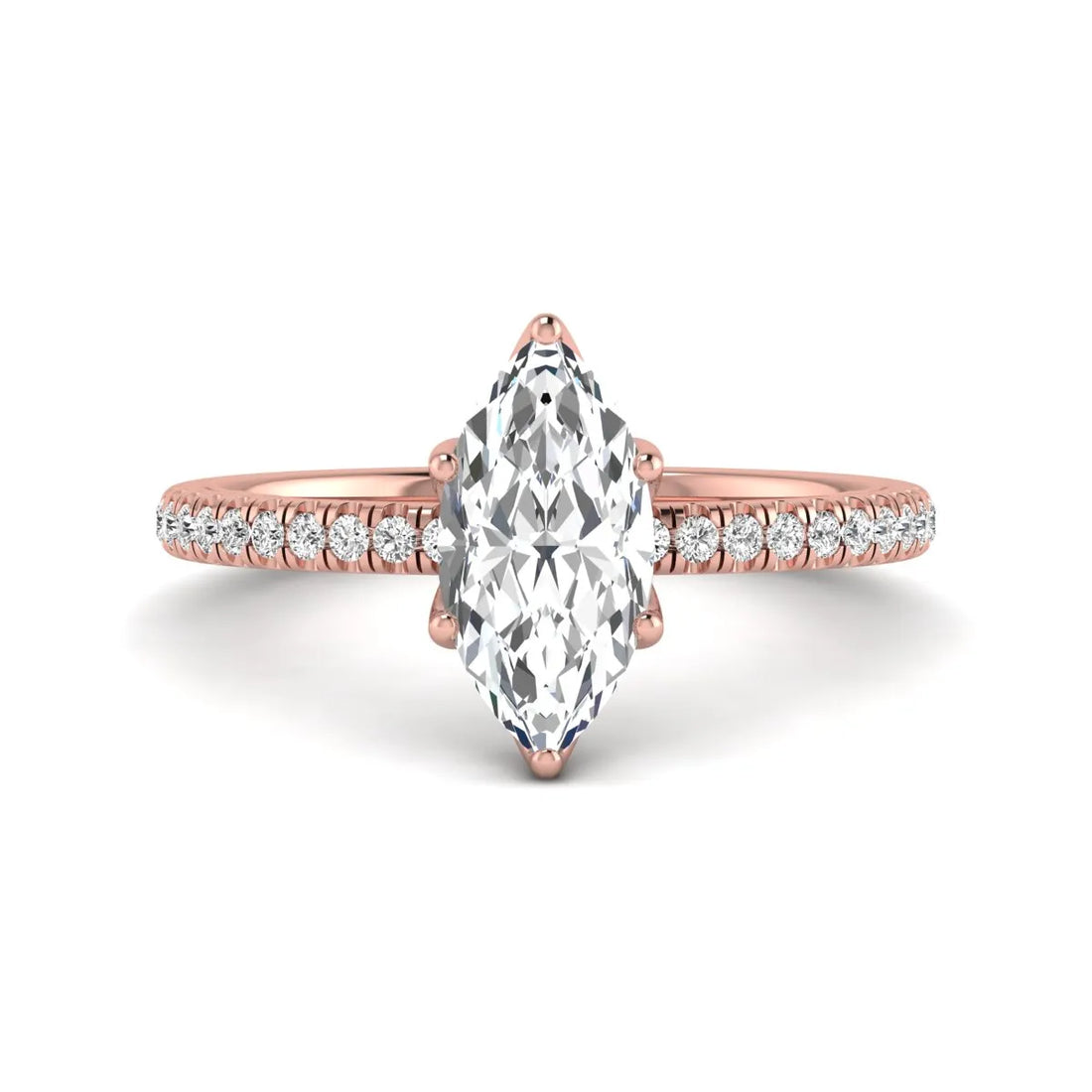 OctaPearl 1.5 ct Marquise Cut Lab Grown Diamond Engagement Ring with Pavé Band