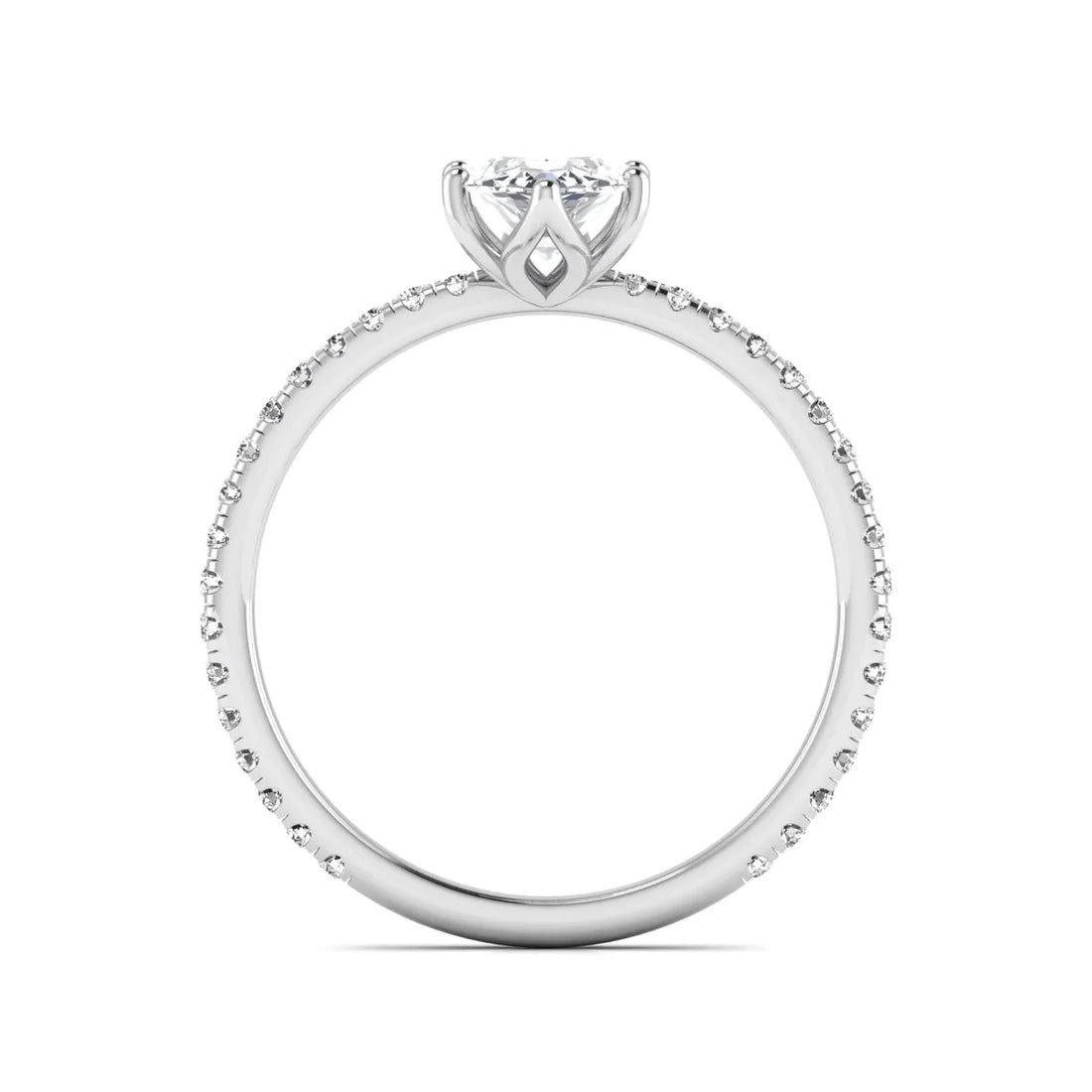 OctaPearl 1.5 ct Marquise Cut Lab Grown Diamond Engagement Ring with Pavé Band