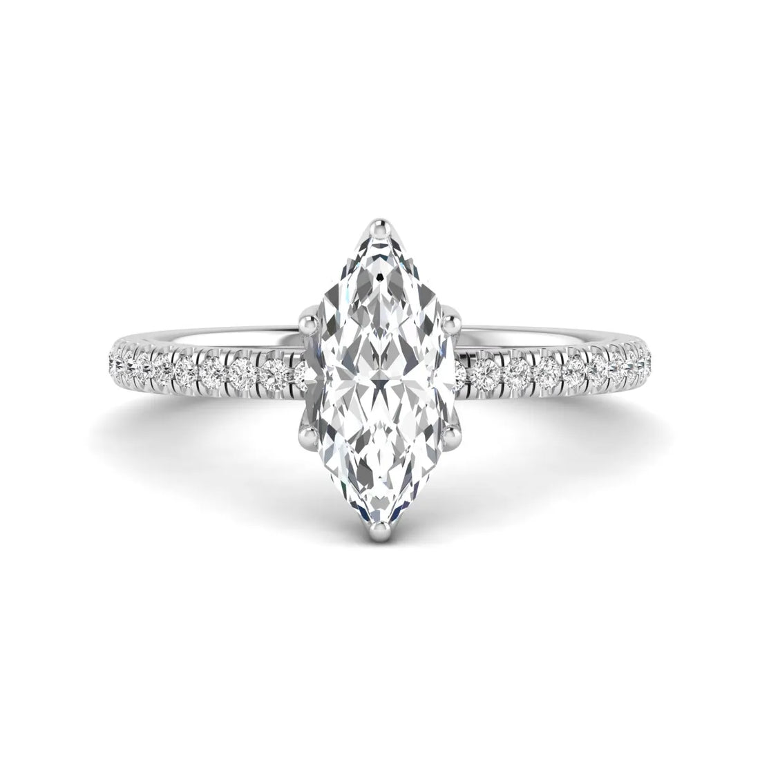 OctaPearl 1.5 ct Marquise Cut Lab Grown Diamond Engagement Ring with Pavé Band