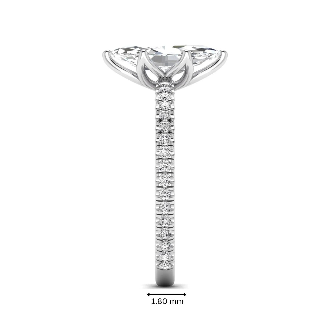 OctaPearl 1.5 ct Marquise Cut Lab Grown Diamond Engagement Ring with Pavé Band