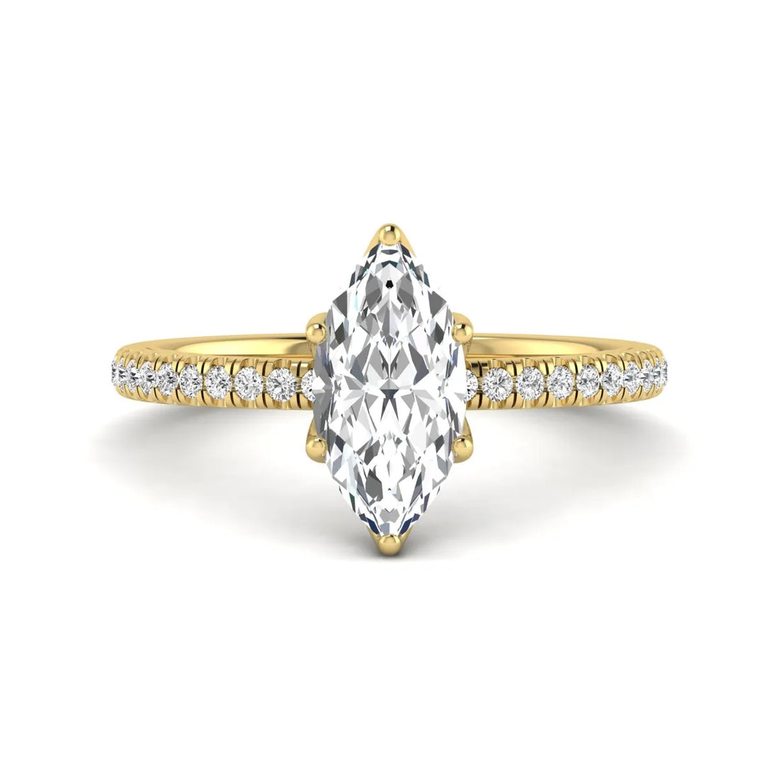 OctaPearl 1.5 ct Marquise Cut Lab Grown Diamond Engagement Ring with Pavé Band