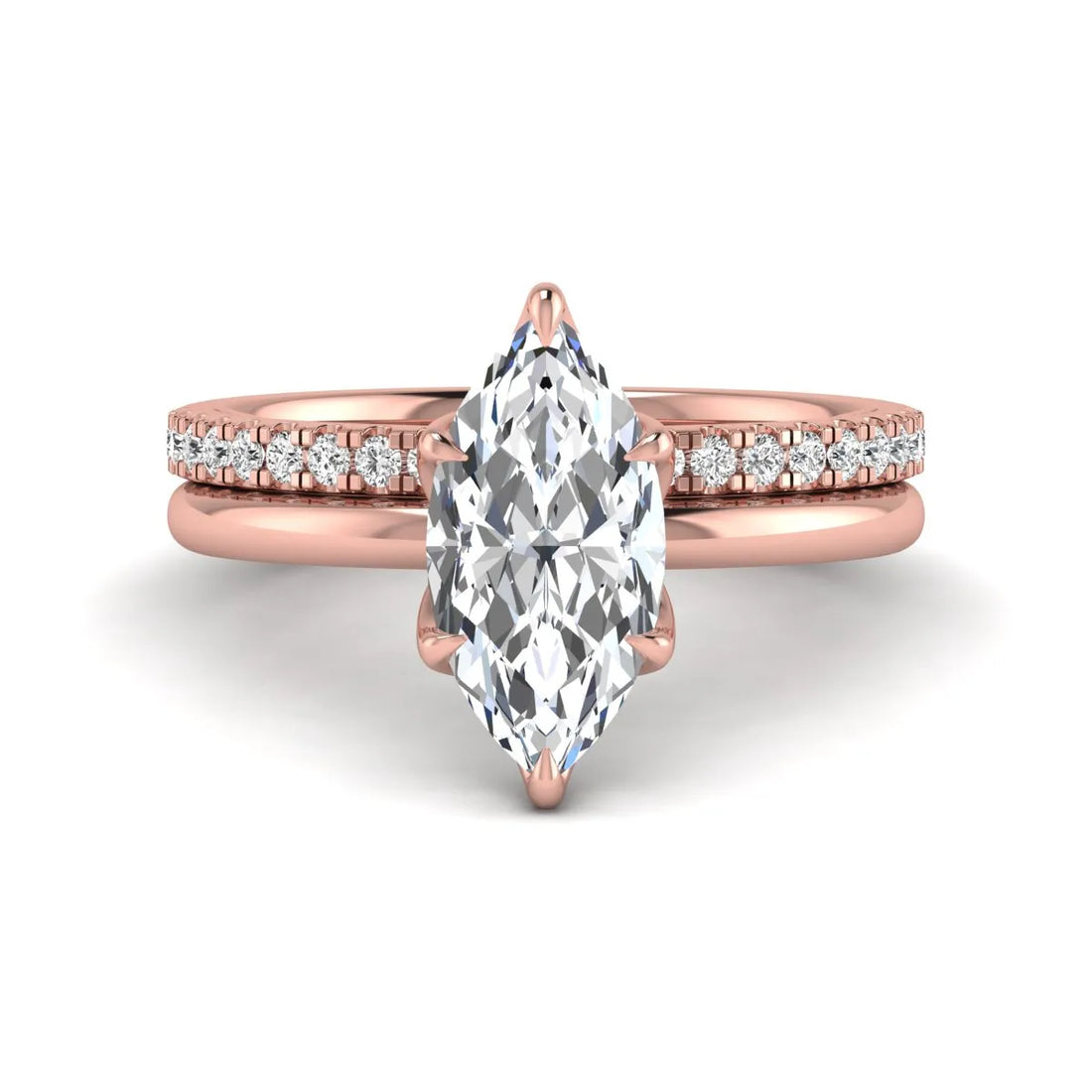 OctaPearl 2 ct Marquise Cut Lab Grown Diamond Pave Wedding Bridal Ring Set