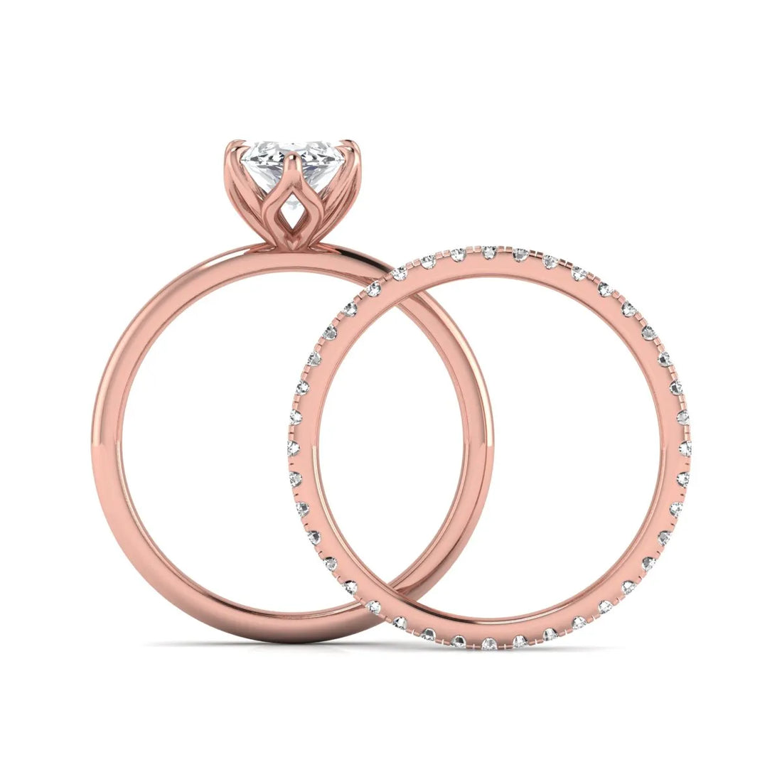 OctaPearl 2 ct Marquise Cut Lab Grown Diamond Pave Wedding Bridal Ring Set