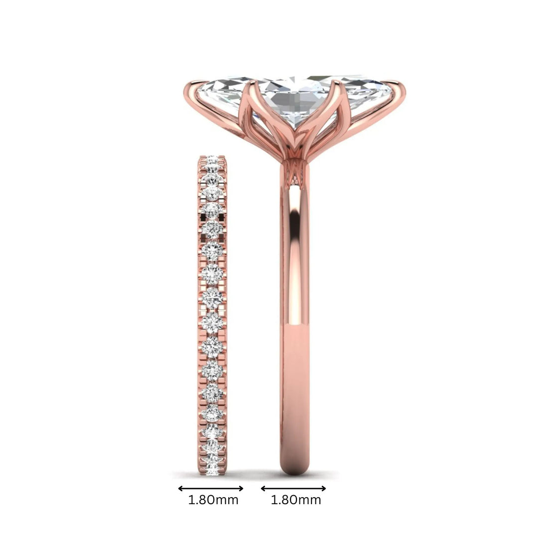 OctaPearl 2 ct Marquise Cut Lab Grown Diamond Pave Wedding Bridal Ring Set