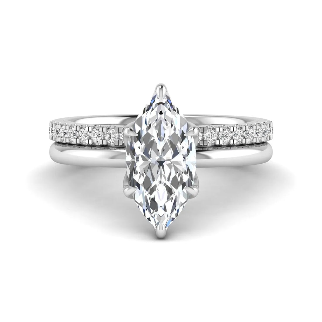 OctaPearl 2 ct Marquise Cut Lab Grown Diamond Pave Wedding Bridal Ring Set