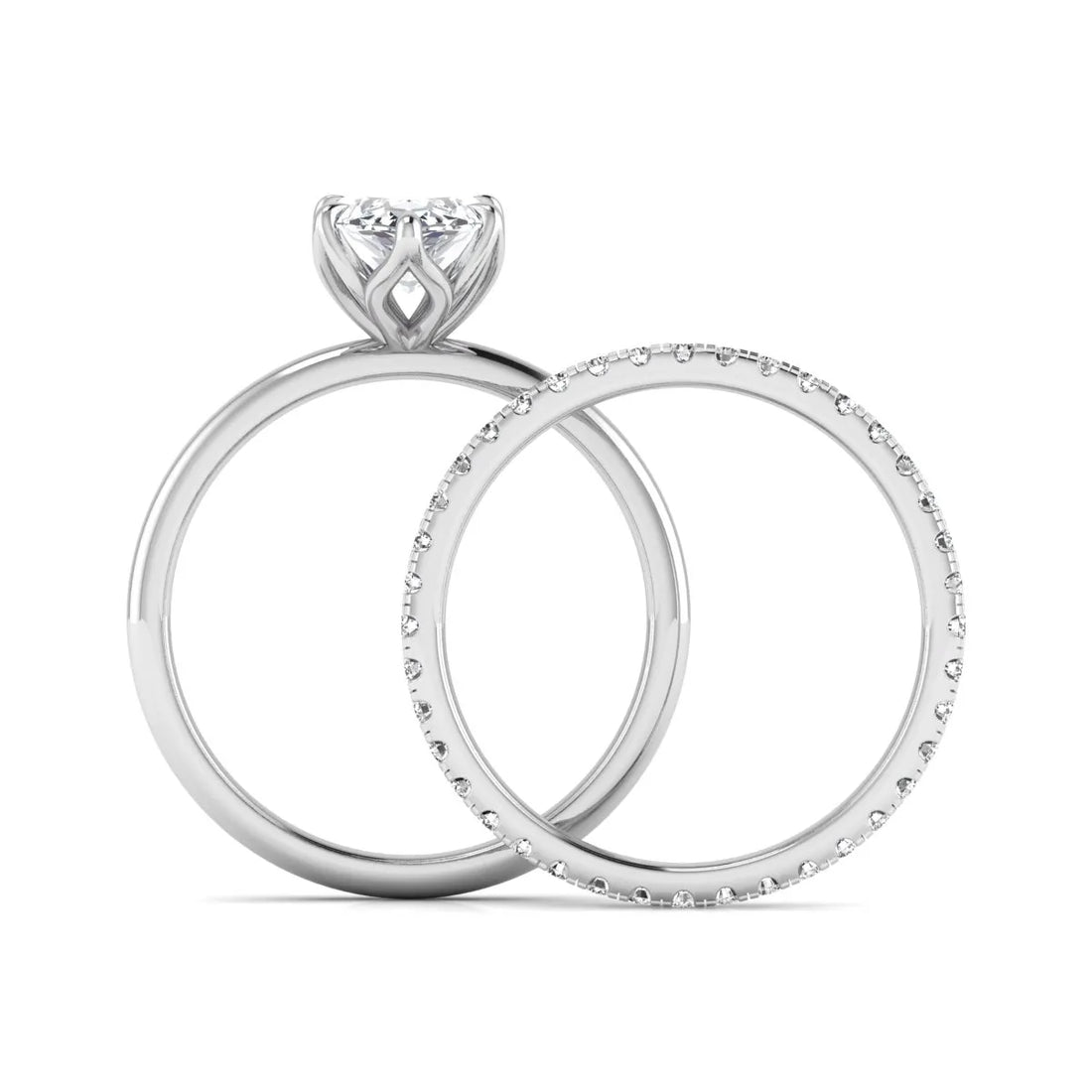 OctaPearl 2 ct Marquise Cut Lab Grown Diamond Pave Wedding Bridal Ring Set