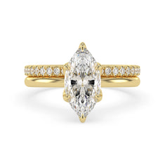 OctaPearl 2 ct Marquise Cut Lab Grown Diamond Pave Wedding Bridal Ring Set