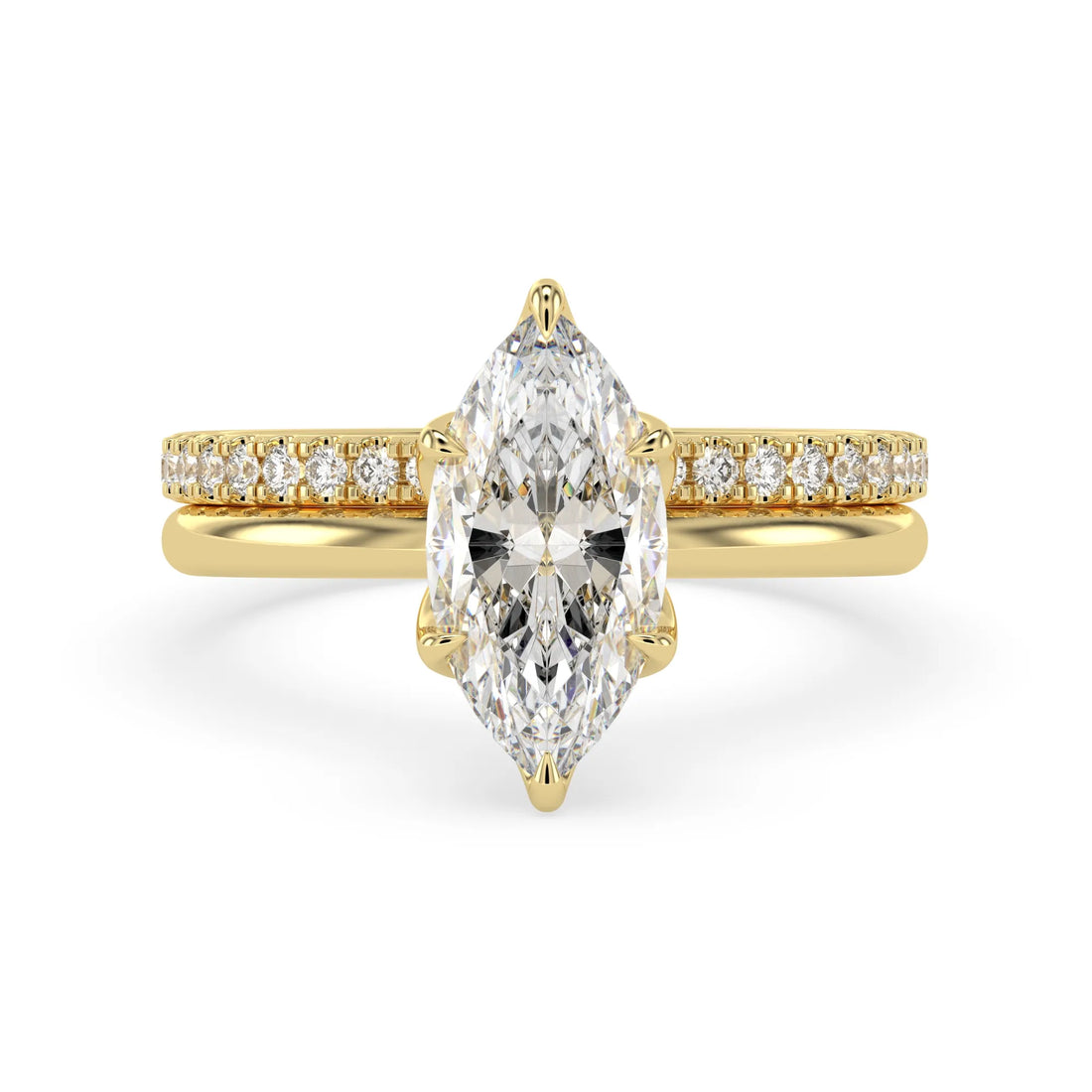 OctaPearl 2 ct Marquise Cut Lab Grown Diamond Pave Wedding Bridal Ring Set