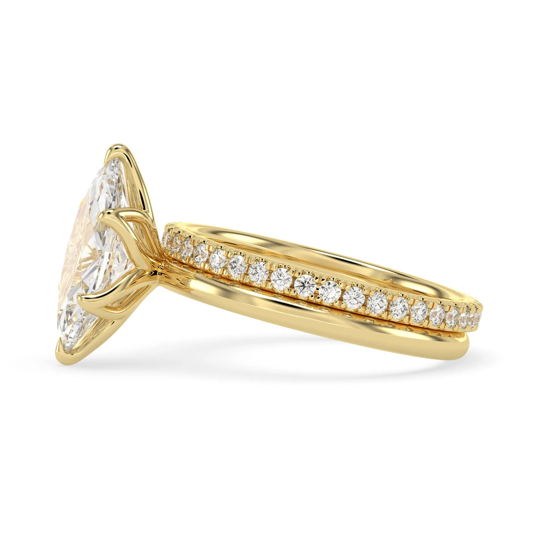 OctaPearl 2 ct Marquise Cut Lab Grown Diamond Pave Wedding Bridal Ring Set