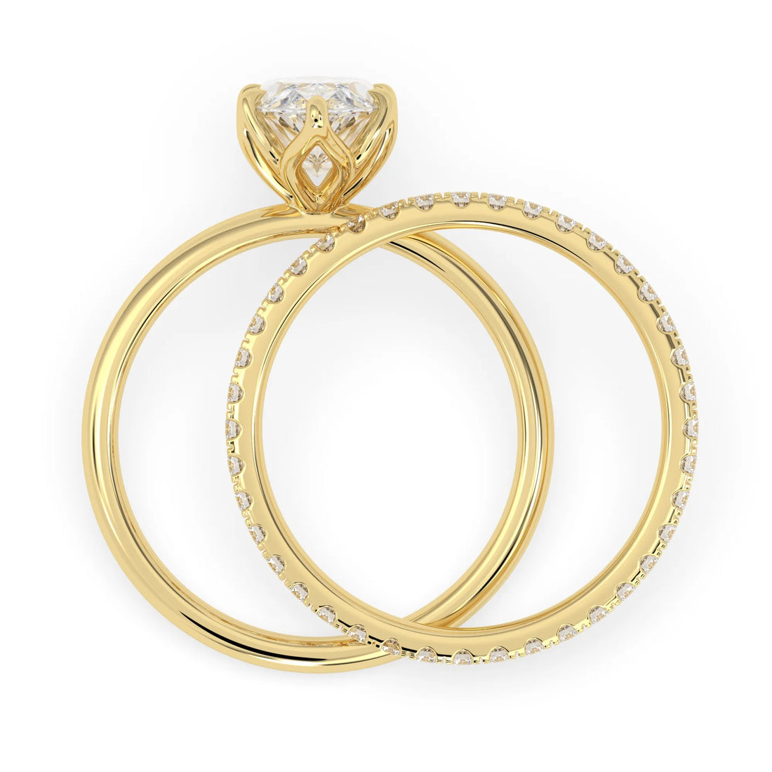 OctaPearl 2 ct Marquise Cut Lab Grown Diamond Pave Wedding Bridal Ring Set