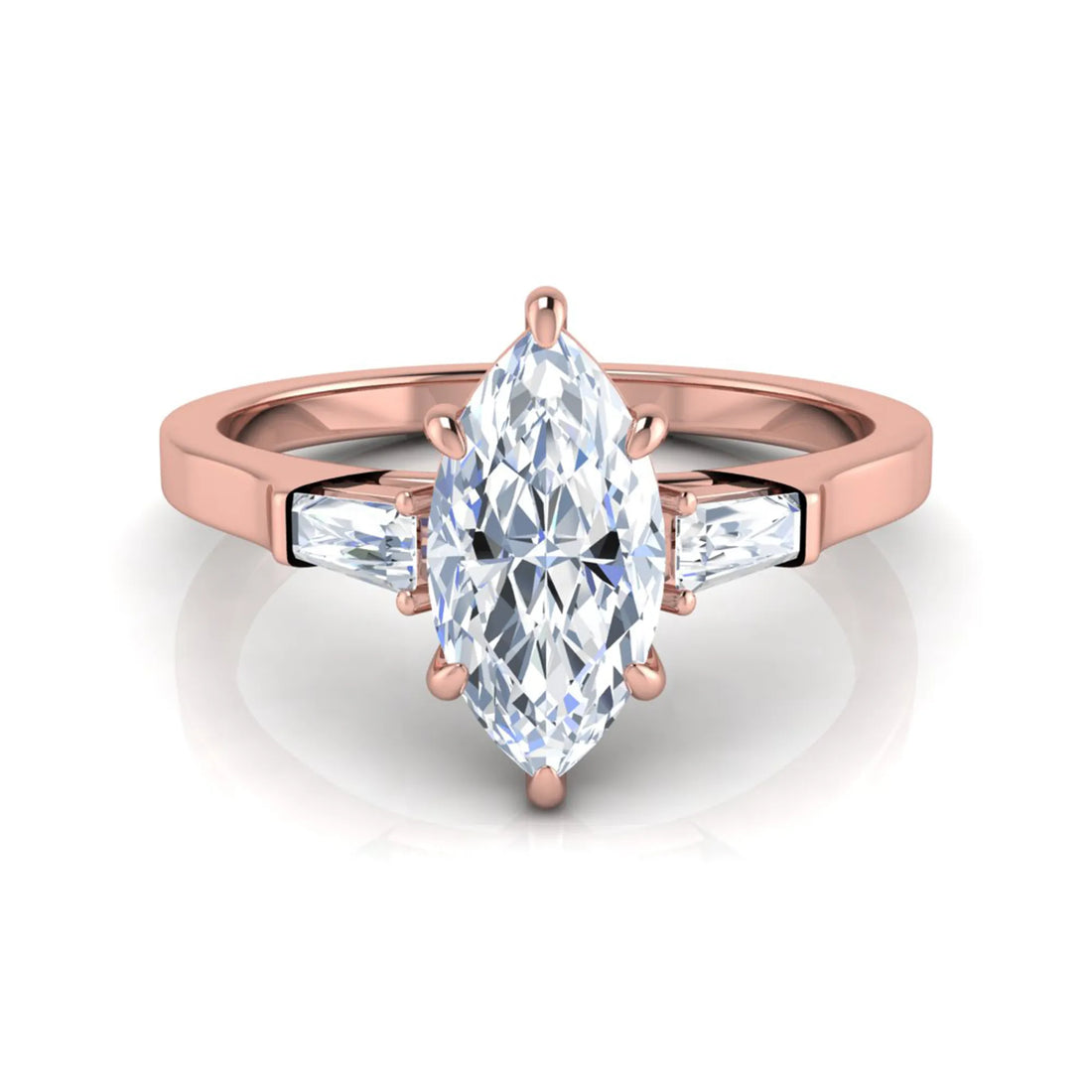 OctaPearl 1 ct Marquise Three Stone Lab Grown Diamond Engagement Ring