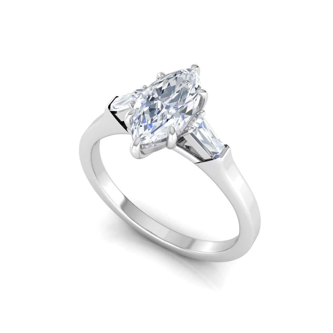 OctaPearl 1 ct Marquise Three Stone Lab Grown Diamond Engagement Ring