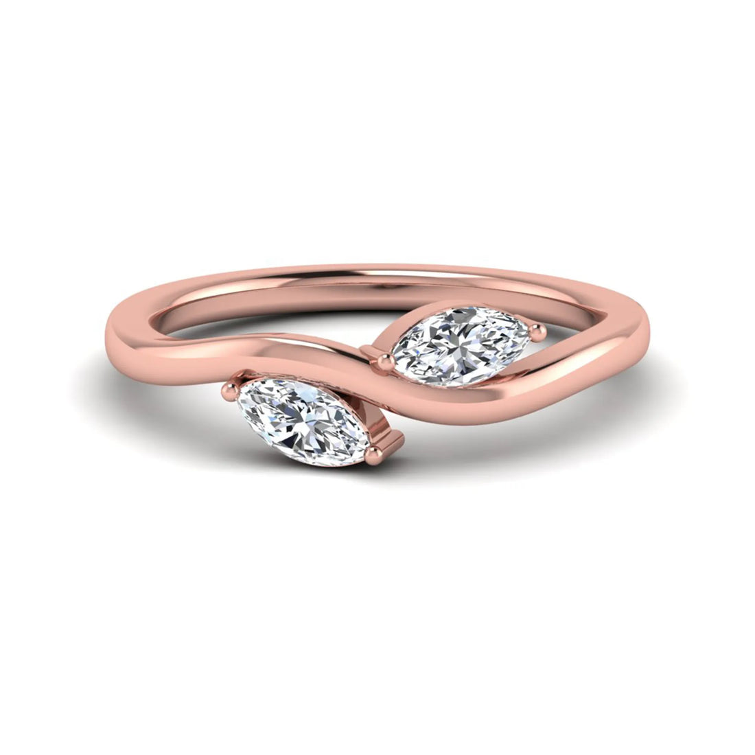 OctaPearl Marquise Leaf Inspire Lab Grown Diamond Two Stone Engagement Ring