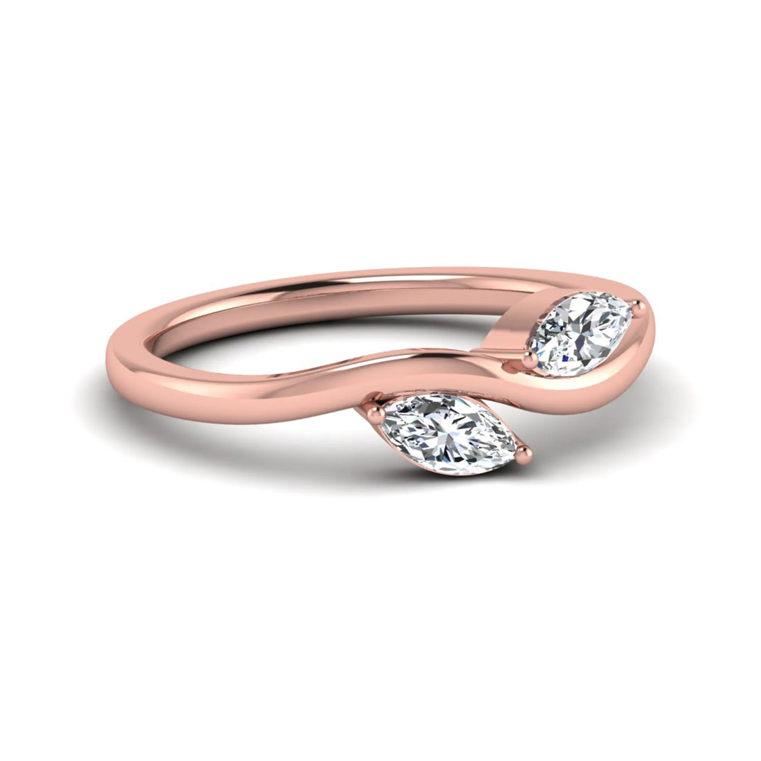 OctaPearl Marquise Leaf Inspire Lab Grown Diamond Two Stone Engagement Ring