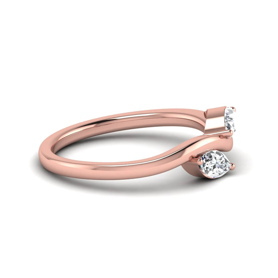 OctaPearl Marquise Leaf Inspire Lab Grown Diamond Two Stone Engagement Ring